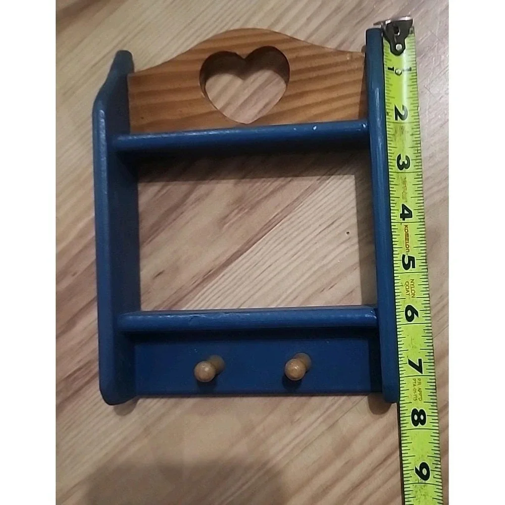 Vintage Hand Painted Wood Heart Small Shelves Country Cottage Core Miniatures